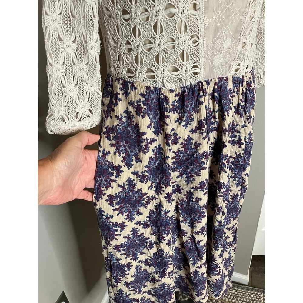 Free‎ People Lonesome Dove Hi-Lo Crochet Floral Boho Gypsy Cottage dress Size 4 - Picture 6 of 12